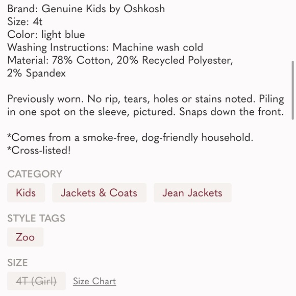 Toddler blue jean jacket Size 4T - Picture 7 of 7